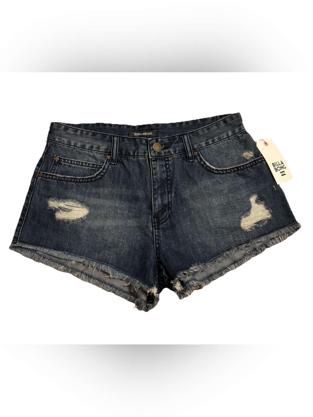 NWT Billabong Juniors Dark Blue Distressed Denim Cutoff Shorts - Size 27